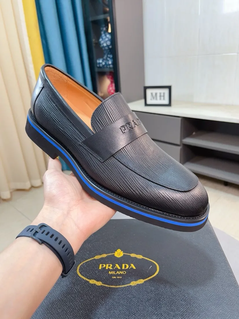 Men's shoes 💰540🌹🌹【PRADA Leather Shoes】Top purchasing agency Original imported Italian custom-made open-edge beaded cowhide leather surface, fully imported water-dyed breathable cowhide lining, original factory special molded sole super comfortable, size: 38-44